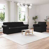 Sofa Set 2 pcs Black 215 x 82 x 80 cm Fabric - Front View