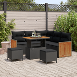 Garden Sofa Set 8 pcs Black Poly Rattan and Powder-Coated Steel