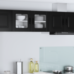 Wall Glass Cabinet PORTO 2 pcs Black Engineered Wood