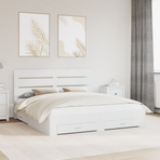 Bed Frame with Drawer White 180 x 200 cm Engineered Wood
