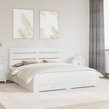 Bed Frame with Drawer White 180 x 200 cm Engineered Wood - Front View