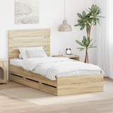 Bed Frame with Drawer Sonoma Oak 90 x 190 cm Engineered Wood - Front View