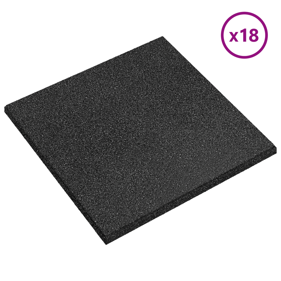 Fall Protection Tiles 18 pcs Black 50 x 50 cm Rubber