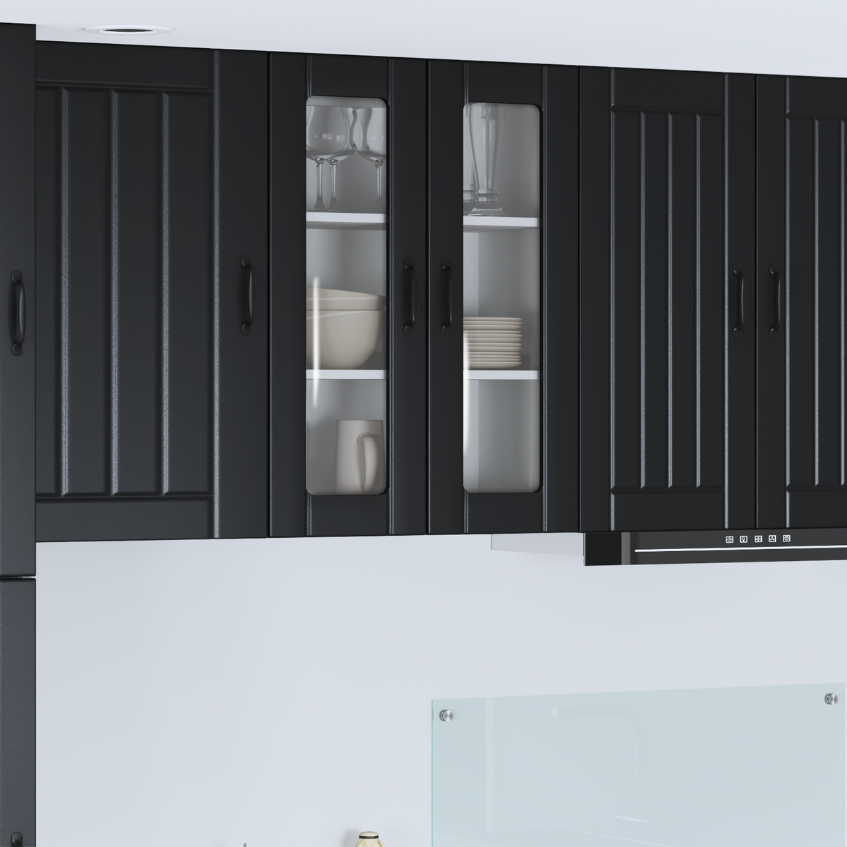 Wall Glass Cabinet LUCCA Black 60 x 31 x 80 cm Engineered Wood