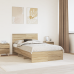 Bed Frame Sonoma Oak 135 x 190 cm Engineered Wood