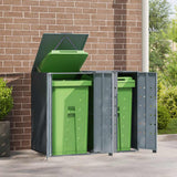 Wheelie Bin Storage for 2 Bins Grey 138x79x117 cm Steel - Side View
