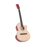 Karrera Acoustic Cutaway 40in Guitar - Natural - Close-Up Angle