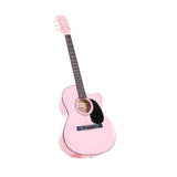 Karrera Acoustic Cutaway 40in Guitar - Pink - Close-Up Angle