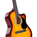 Karrera Acoustic Cutaway 40in Guitar String Music Instrument - Sunburst - Side View