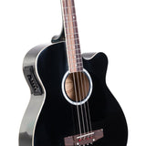Karrera 4 String Acoustic Bass Guitar Electric Pickup 4 Band Equaliser Black - Front View