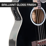 Karrera 4 String Acoustic Bass Guitar Electric Pickup 4 Band Equaliser Black - Top-Down View