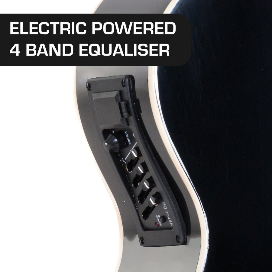 Karrera 4 String Acoustic Bass Guitar Electric Pickup 4 Band Equaliser Black