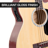 Karrera 4 String Acoustic Bass Guitar Electric Pickup 5 Band Equaliser Natural - Top-Down View
