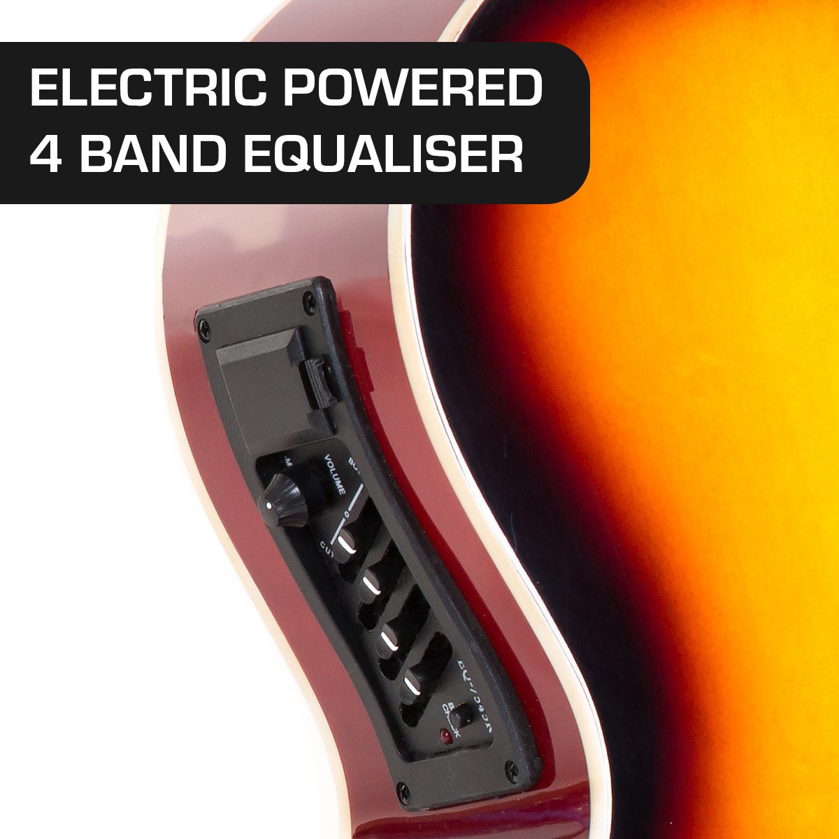 Karrera 4 String Acoustic Bass Guitar Electric Pickup Band Equaliser Sunburst