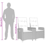 Reclining Bench with Table Black 126 x 65 x 112 cm Poly Rattan - Close-Up Angle