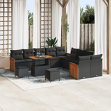 Garden Sofa Set with Cushion 13 pcs Black - Front View