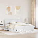 Bed Frame with Drawer White 180 x 200 cm Engineered Wood