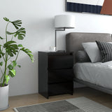 Bed Cabinet Black 40x35x62.5 cm Engineered Wood - Front View