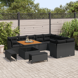 Garden Sofa Set with Cushion with Storage 12 pcs Black - Side View