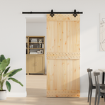 Sliding Door NARVIK Natural and Black 85 x 210 cm (152.5 cm)