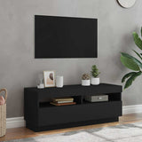 TV Cabinet with LED Lights Black 100x35x40 cm - Front View