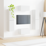 TV Cabinet Set 6 pcs White Engineered Wood - Top-Down View