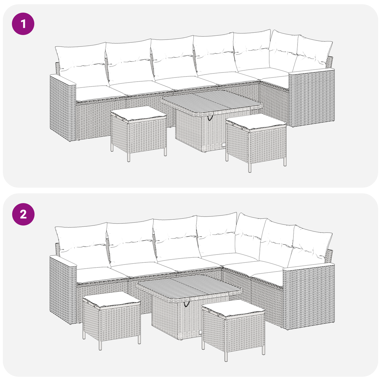Garden Sofa Set 9 pcs Black Poly rattan and powder-coated steel