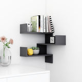 Wall Corner Shelf Grey 40x40x50 cm Engineered Wood - Side View