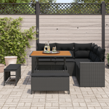 Garden Sofa Set with Cushion 9 pcs Black Poly Rattan - Side View