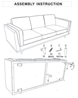 3 Seater Faux Sofa Brown Lounge Set for Living Room Couch with Wooden Frame - 45-Degree Angle