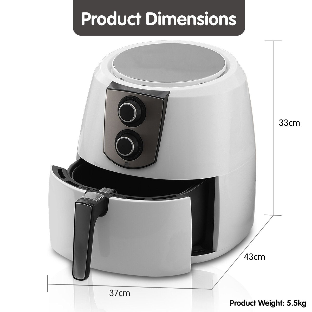 Pronti 7.2L 1800W Air Fryer Cooker Kitchen Oven White