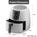 Pronti 7.2L 1800W Air Fryer Cooker Kitchen Oven White