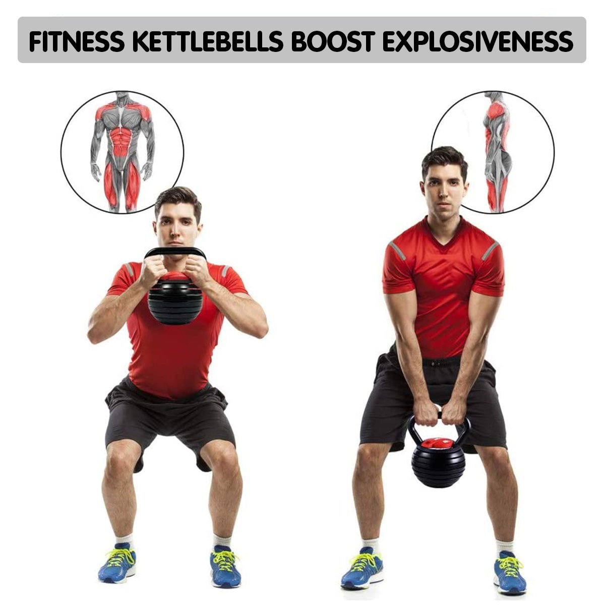 Powertrain 2x Adjustable Kettlebells Weights Dumbbell - 18kg