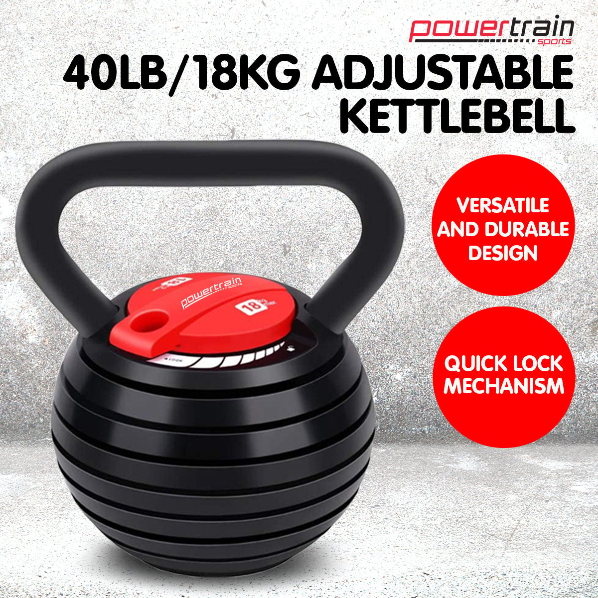 Powertrain Adjustable Kettlebell Weights Dumbbell - 18kg