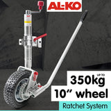 AL-KO 10in Ratchet Trailer Boat and Caravan Jockey Wheel - Front View