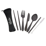 Appetito ? Stainless Steel Traveller?s Cutlery Set in Zippered Pouch Black - Front View