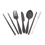 Appetito ? Stainless Steel Traveller?s Cutlery Set in Zippered Pouch Black-2006733448101892097