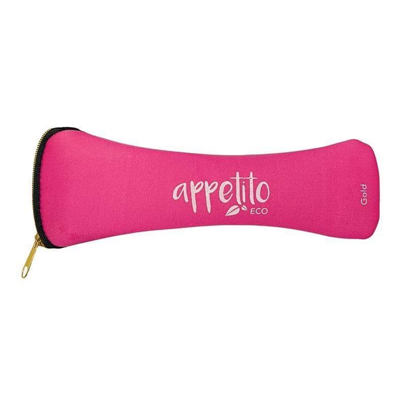 Appetito ? Stainless Steel Traveller?s Cutlery Set in Zippered Pouch Fuschia-2006733448244498433
