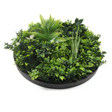 Flowering White Artificial Green Wall Disc UV Resistant 50cm (Black Frame) - 45-Degree Angle