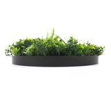 Flowering White Artificial Green Wall Disc UV Resistant 50cm (Black Frame) - Top-Down View