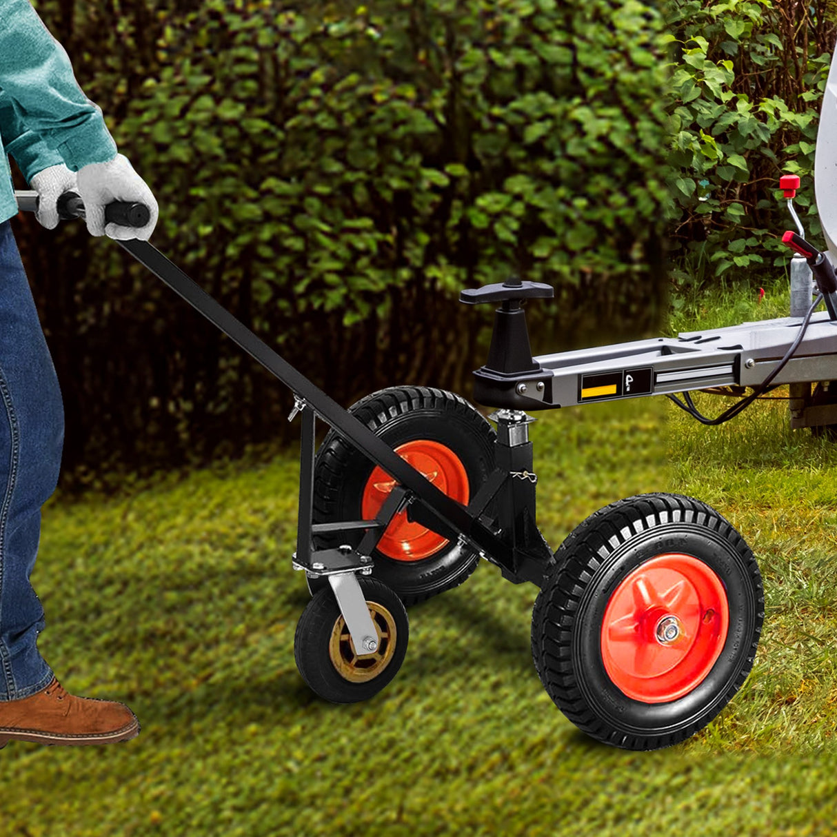 Kartrite 3-Wheel Adjustable Trailer Dolly Heavy Duty Caravan Mover 1000 lbs Tongue Capacity Dur