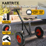 Kartrite 3-Wheel Adjustable Trailer Dolly Heavy Duty Caravan Mover 1000 lbs Tongue Capacity Dur