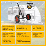 Kartrite 3-Wheel Adjustable Trailer Dolly Heavy Duty Caravan Mover 1000 lbs Tongue Capacity Dur