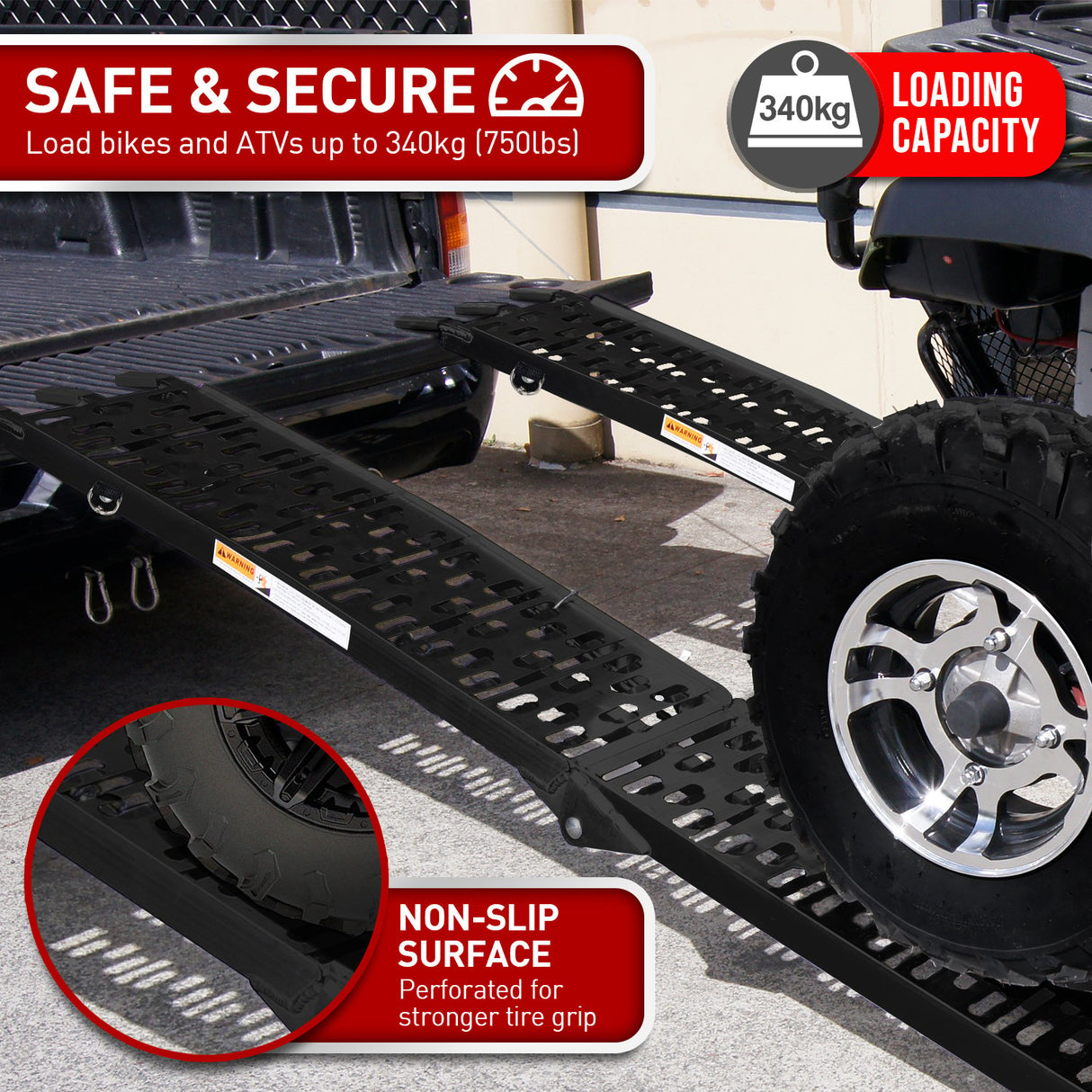Kartrite Pair (x2) Aluminium Folding Loading Ramp ATV Motorbike Motorcycle Golf Buggy Trailer -