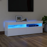 TV Cabinet with LED Lights White 120x35x40 cm - Front View