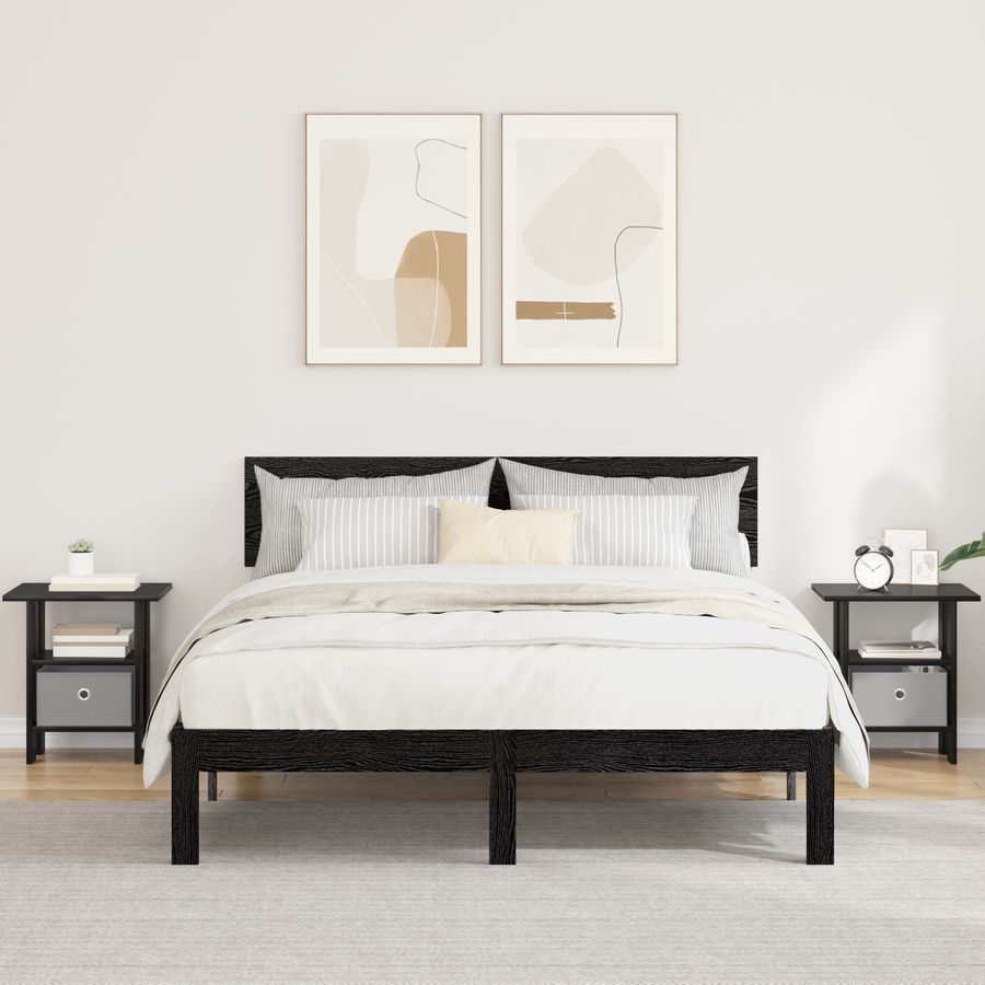 Bedside Table 2 pcs Black Oak 41 x 40 x 45 cm Engineered Wood
