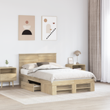 Bed Frame Sonoma Oak 137 x 203 cm Engineered Wood - Side View