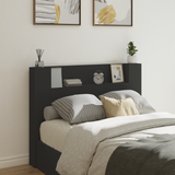 Storage Headboard with LED Black Engineered Wood - Side View