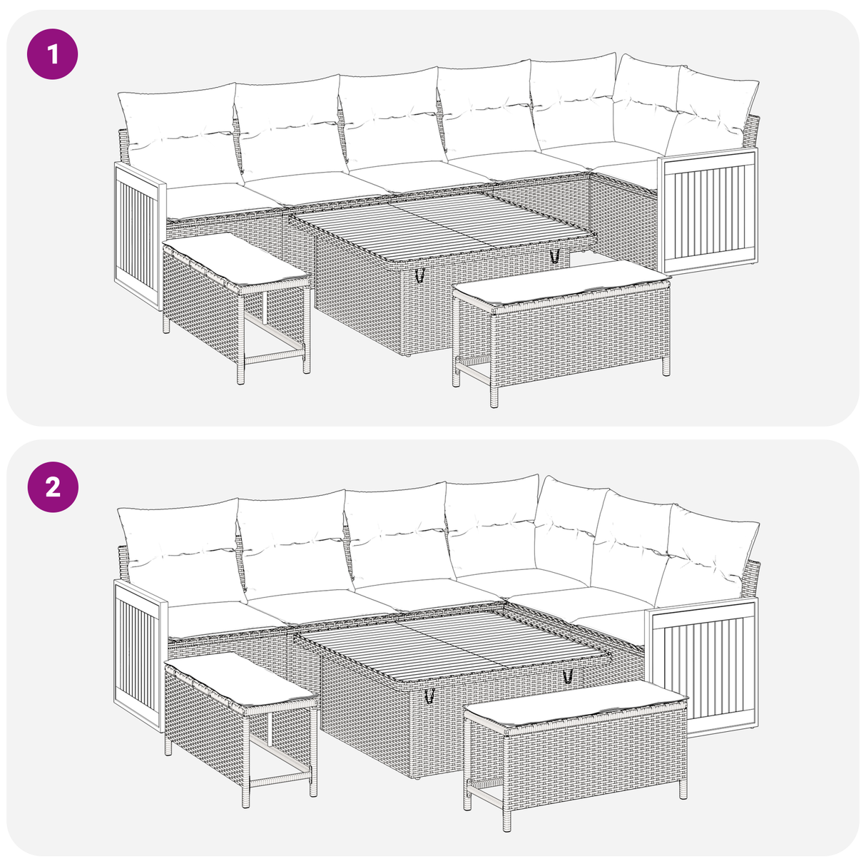 Garden Sofa Set 9 pcs Black Poly rattan and powder-coated steel