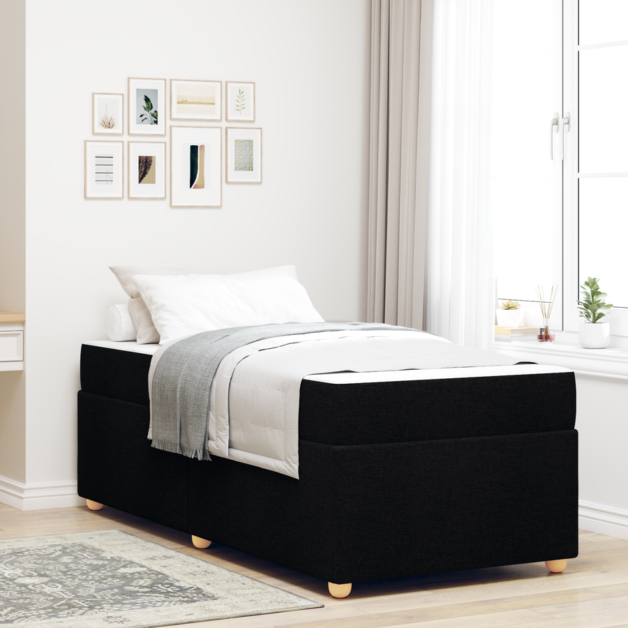 Bed Frame with Mattress Black 90 x 190 cm Fabric